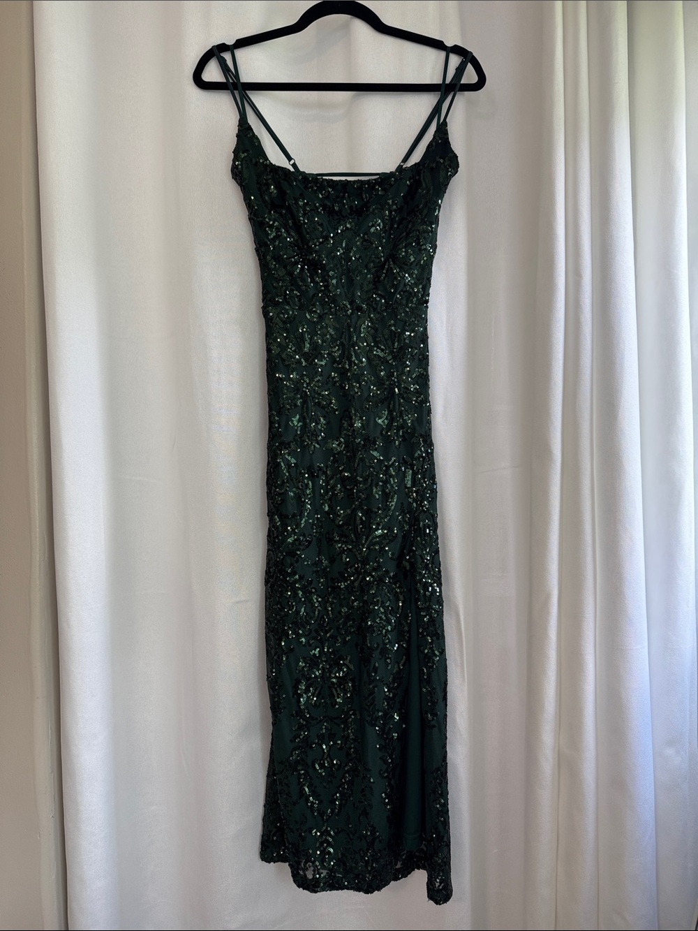Windsor Green Sequin Maxi Dress with Slit
